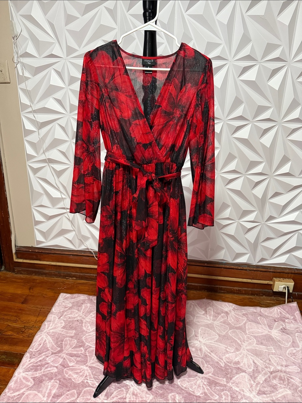 Red Floral Wrap Maxi Dress